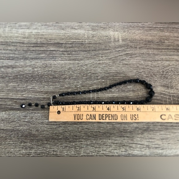 Vtg Black Glass Faceted Beaded Necklace - Picture 5 of 11